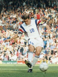 Camiseta Francia segunda equipacion Blanca 1996-1998 jugador zidane