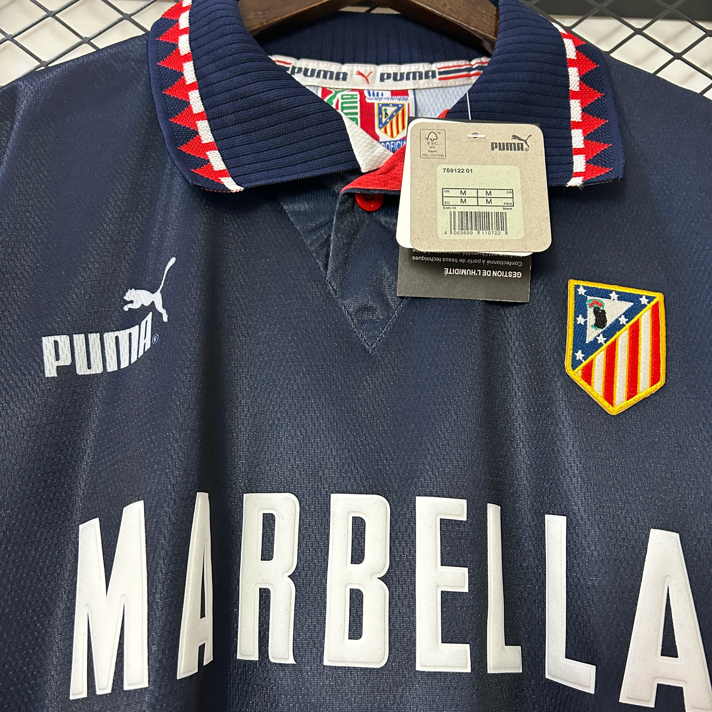 Camiseta retro Atletico Madrid Azul 1997-1998 cuello
