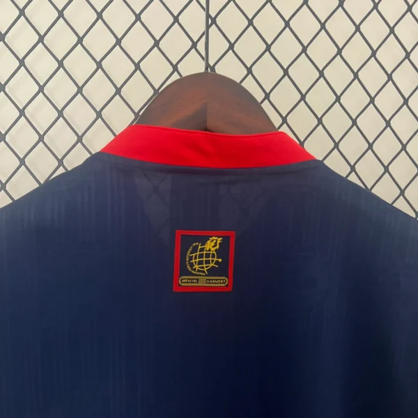 Camiseta retro España 1996 Azul cuello anterior