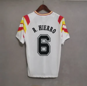 Camiseta retro España blanca 1996 dorsal hierro