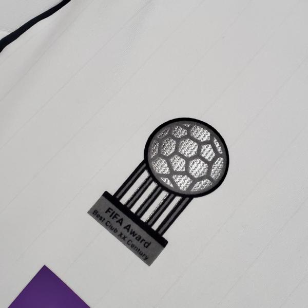 Camiseta retro Real Madrid blanca 2006-2007 manga larga pelota