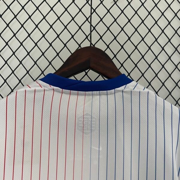 camiseta Francia 2024 Blanca rayado cuello posterior