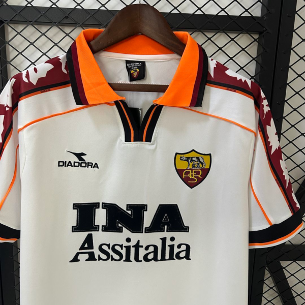 Camiseta blanca AS Roma 1998-1999 cuello