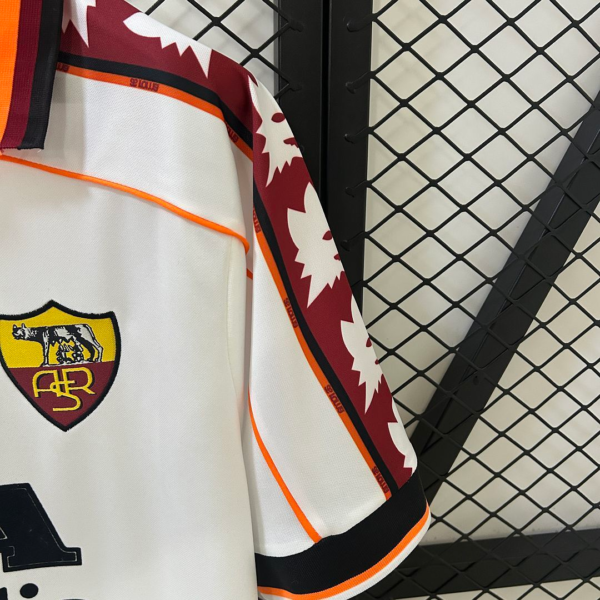 Camiseta blanca AS Roma 1998-1999 manga