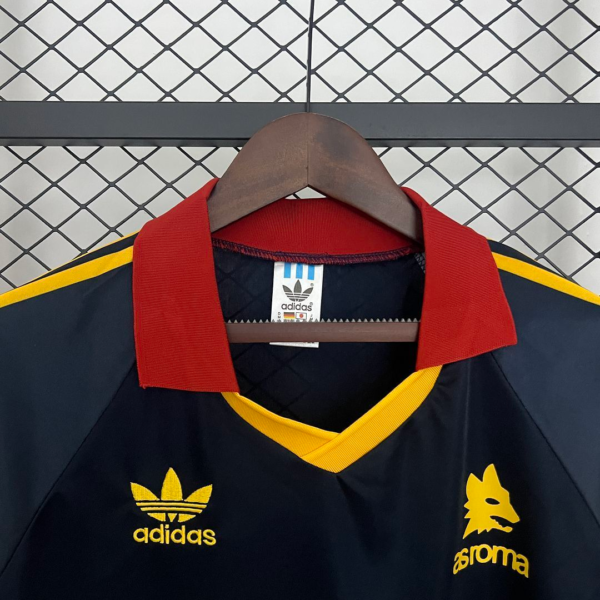Camiseta retro AS Roma azul 1991-1992 cuello