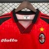 Camiseta retro roja AC Milan 1997-1998 cuello