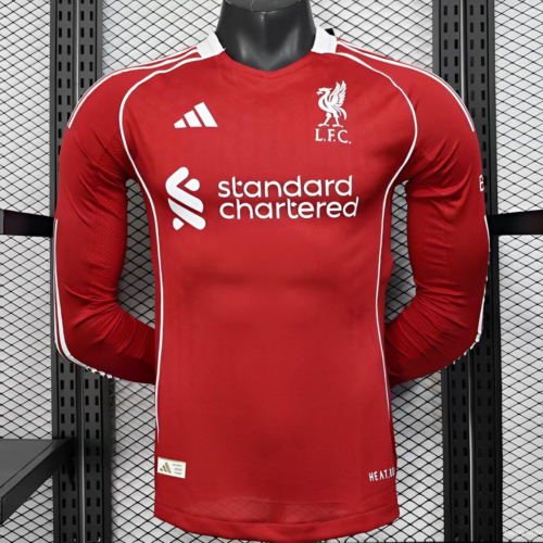 Camiseta roja Liverpool manga larga 2025-2026 primera equipacion versión jugador
