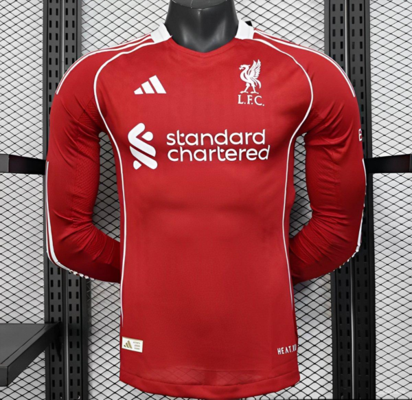 Camiseta roja Liverpool manga larga 2025-2026 primera equipacion versión jugador
