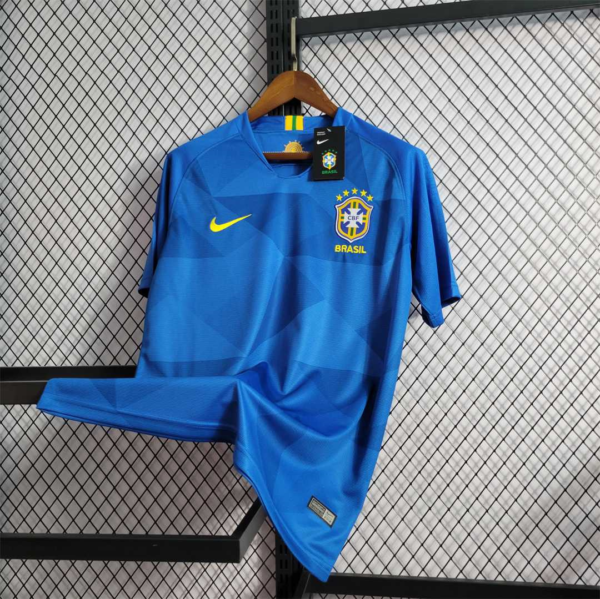 Camiseta Retro Azul Brasil 2018 Segunda Equipacion
