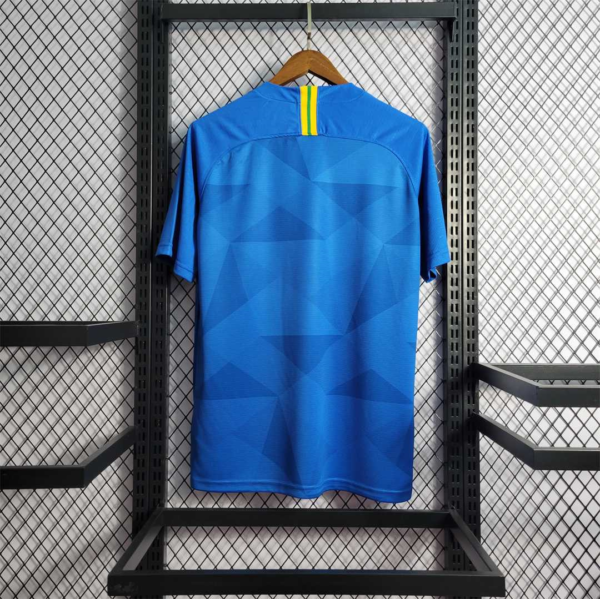 Camiseta Retro Azul Brasil 2018 Segunda Equipacion dorsal