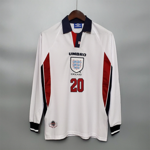 Camiseta Retro Inglaterra Blanco 1998 Manga Larga