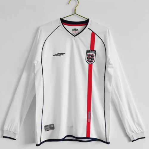 camiseta Retro Inglaterra Blanco 2002 Manga Larga