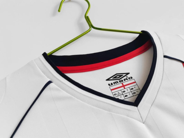 Camiseta Retro Inglaterra Blanco 2002 Manga Larga cuello