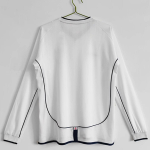 Camiseta Retro Inglaterra Blanco 2002 Manga Larga dorsal