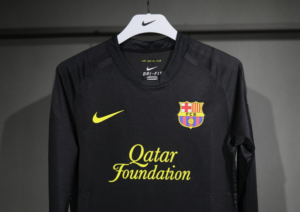 Camiseta negra FC Barcelona manga larga 2011-2012 cuello