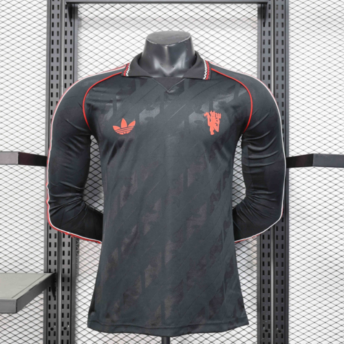 Camiseta negra Manchester United 2025-2026 manga larga