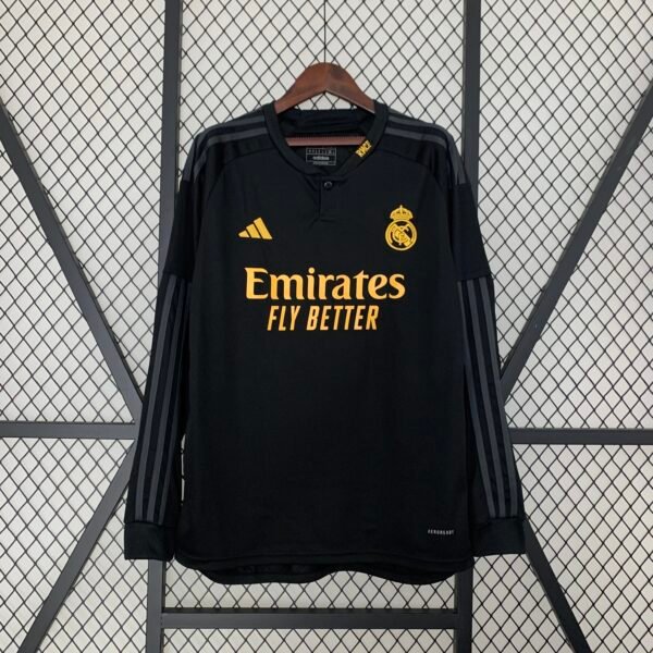 Camiseta negra Real Madrid 2023-2024 manga larga
