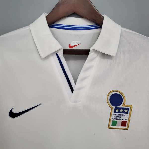 Camiseta retro Italia 1998 Blanco segunda equipacion cuello