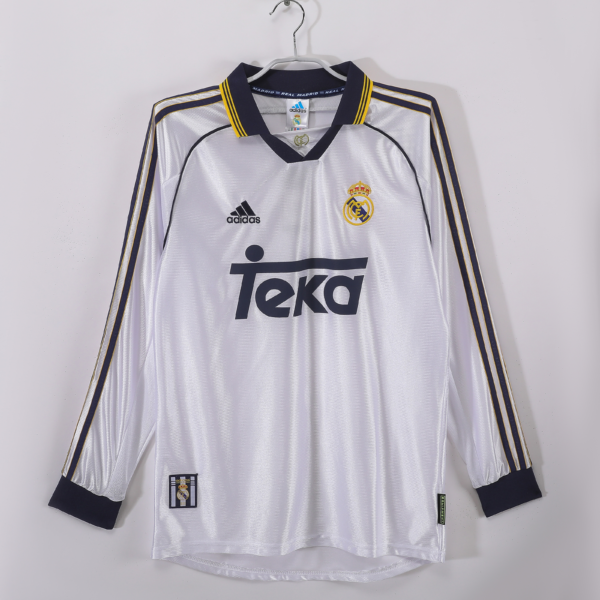 Camiseta retro blanca Real Madrid 1999-2000 manga larga