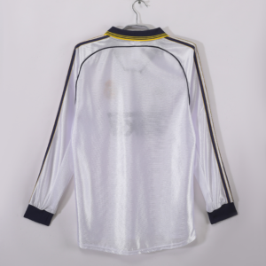 Camiseta retro blanca Real Madrid 1999-2000 manga larga dorsal