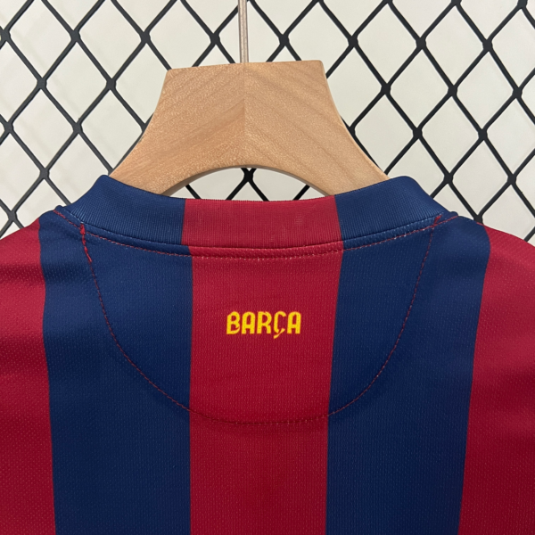 Conjunto retro niño FC Barcelona 2014-2015 cuello anterior
