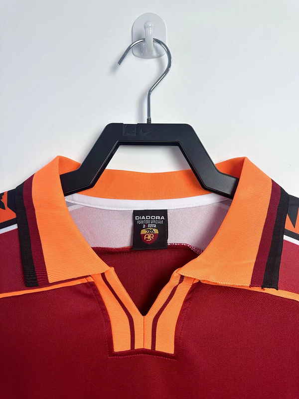 Camiseta Retro AS Roma Totti 1998-1999 Capitan Manga Larga Primera equipacion