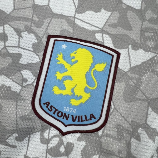Camiseta gris Aston Villa 2025-2026 escudo