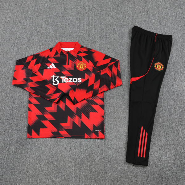 Conjunto Chandal niño-adulto Rojo-Negro Manchester United 2025-2026 p