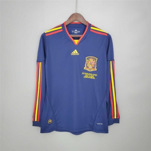 Camiseta Retro España Campeon 2010 Azul Manga Larga