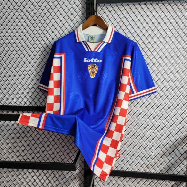 Camiseta Retro Croacia Mundial 1998 Azul lateral