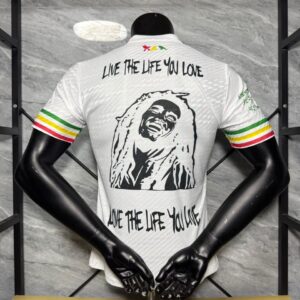 Camiseta Ajax Bob Marley 2025-2026 blanca dorsal